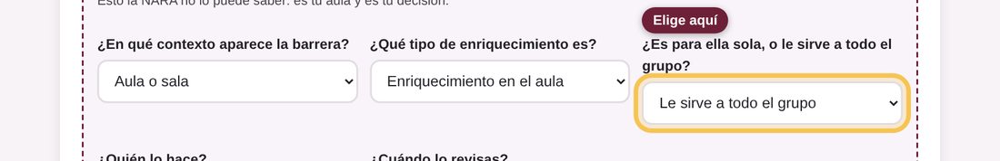 Captura de la app: ¿Es para ella sola, o le sirve a todo el grupo?
