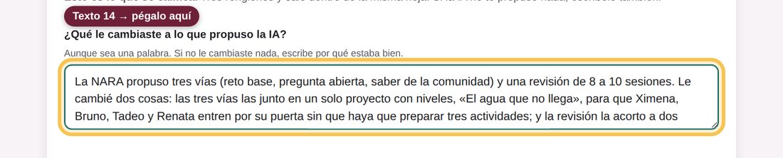 Captura de la app: ¿Qué le cambiaste a lo que propuso la IA?