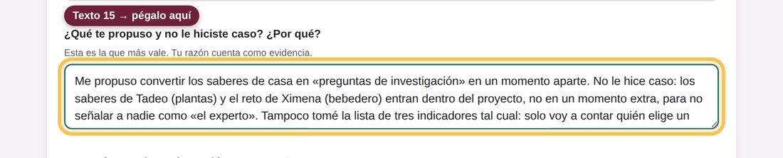 Captura de la app: ¿Qué te propuso y no le hiciste caso? ¿Por qué?
